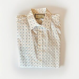 Gucci Men’s Monogram ‘G’ Long Sleeve Button Down Shirt Size 42 (Neck 16.5)